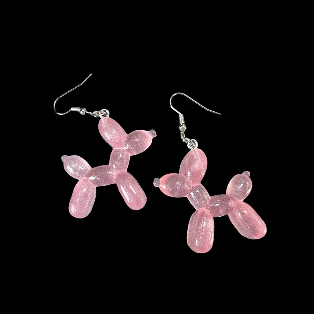 Pink Balloon Dog Earrings